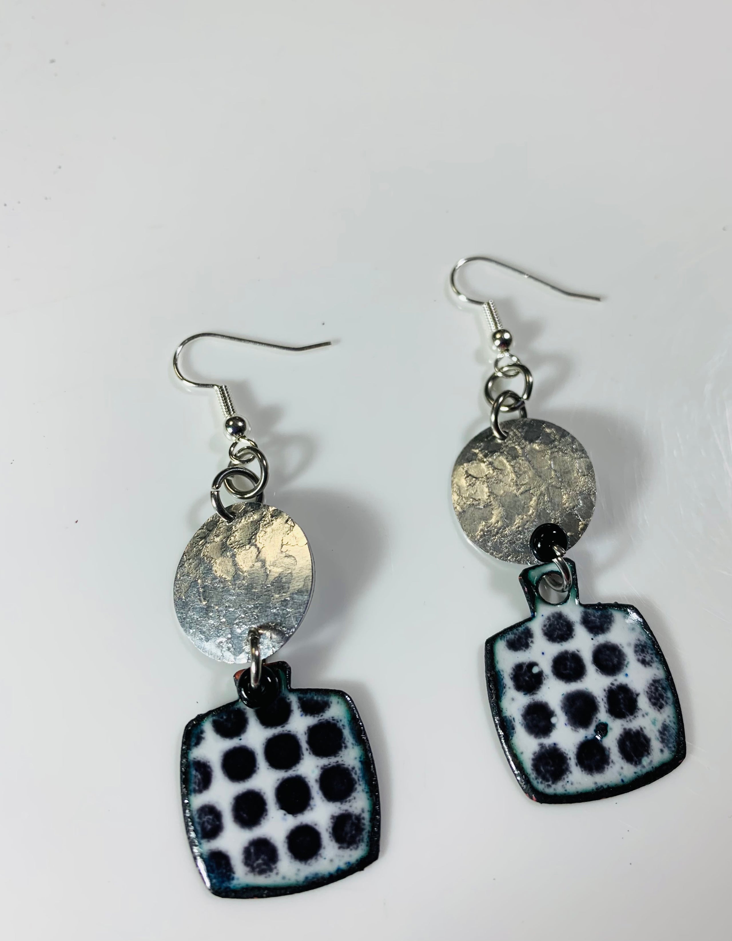 Polka Dot Dot black and white Enamel earrings by Christine Keller of ...